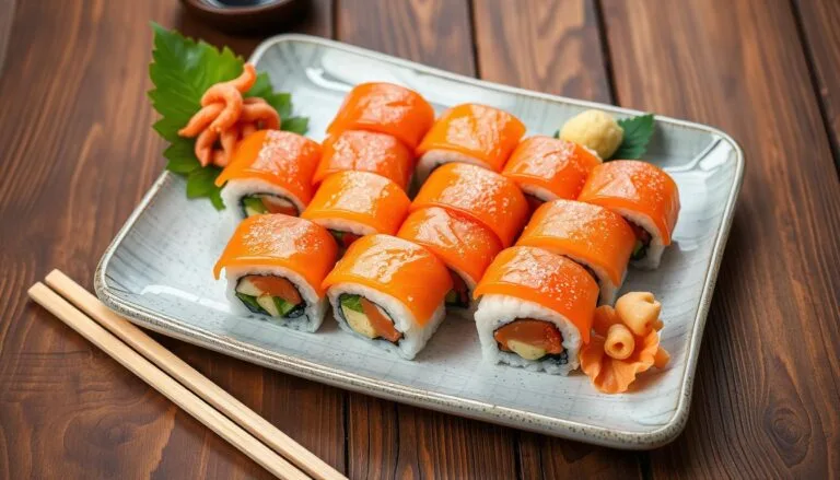 sushi order topped with salmon