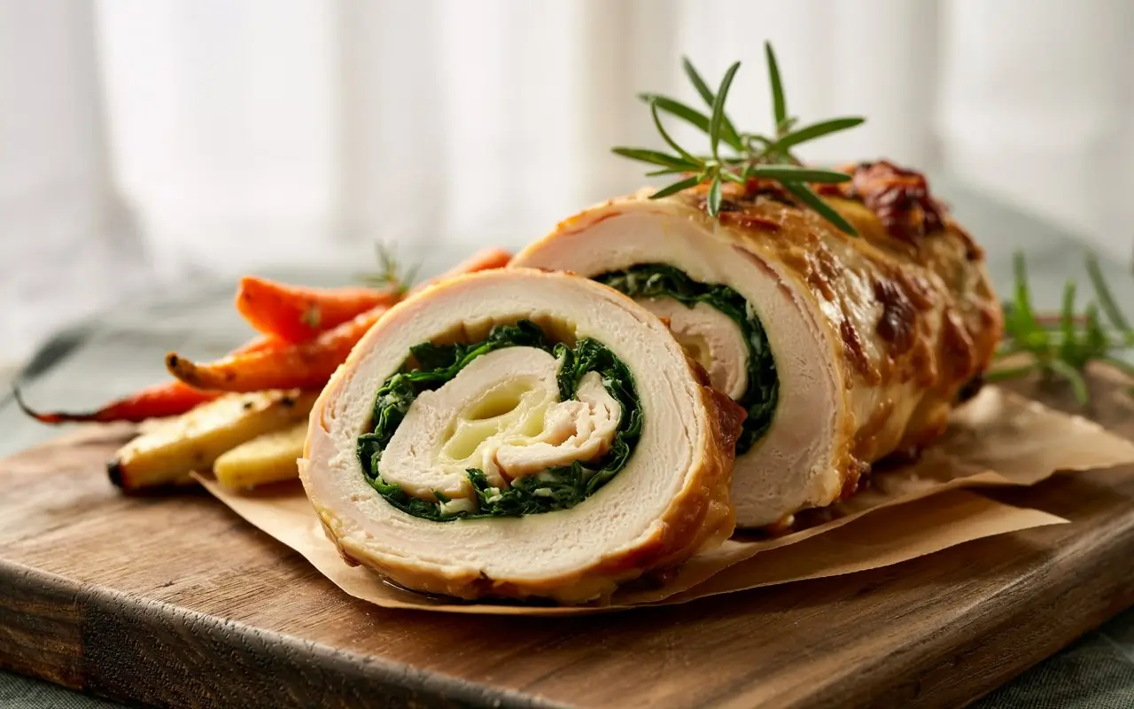 Delicious Spinach Stuffed Chicken Roll