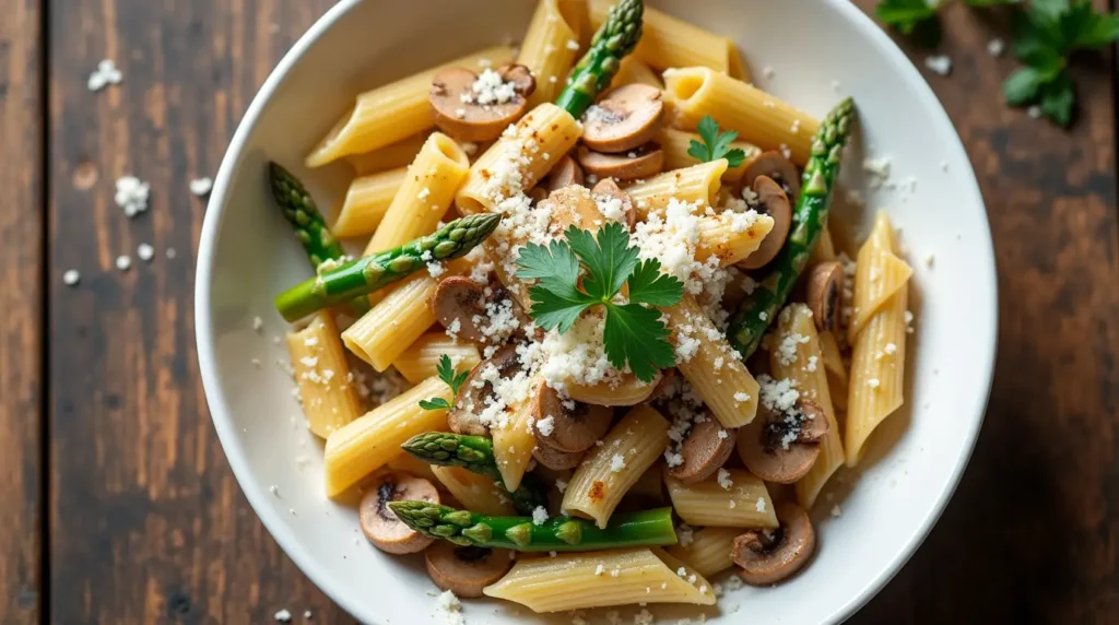 How to Make Creamy Mushroom and Asparagus Chicken Penne in 30 Minutes