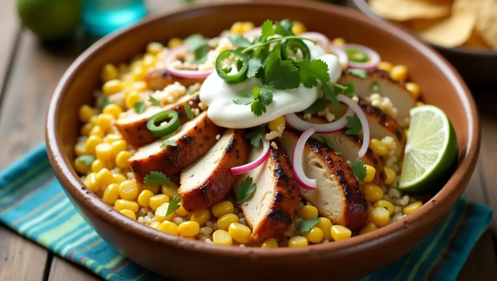 Street Corn Chicken Rice Bowl